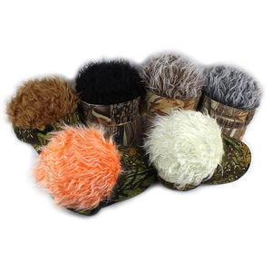 Camouflage visor baseball cap with colorful synthetic hair for outdoor parties
