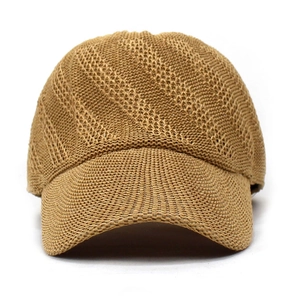 Women's light brown straw knit baseball cap for outdoor sun protection and casual wear