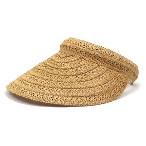 Women Summer Wide Brim Paper Straw Woven Sun Visor Hat Breathable Open Top Beach Sunshade Hat For Outdoor Travel