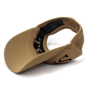 Khaki knitted open-top sun hat with sport lettering for sports and summer shading