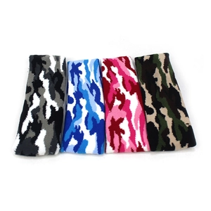 Gestrickte Sport Stirnbänder Set mit Camouflage-Mustern in Grau, Blau, Rosa und Grün
