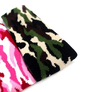 Camouflage und rosa Wellenstrick Sport Stirnbänder aus weichem Acryl für Damen