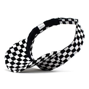Classic black and white checkered open top visor hat made of 100% cotton for summer sun