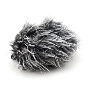 Winter faux fur microphone windshield muff for outdoor wind noise reduction in gray