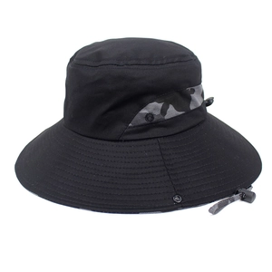 Outdoor Camouflage Bucket Hat For Men Women Sun Protection Wide Brim Foldable Hiking Fishing Boonie Hat With Windproof Cord