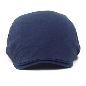Classic navy blue cotton flat cap for men and women with vintage washed twill texture