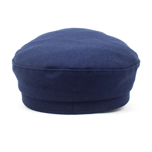Navy blue wool crown embroidery newsboy cap with classic flat top design for women