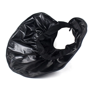 Foldable black wide brim sun hat with UV protection and minimalist open top design