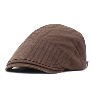 Béret Basque en Coton Vintage pour Homme Rétro Couleur Unie Casquette Newsboy Ivy Boucle Métallique Réglable Protection Solaire