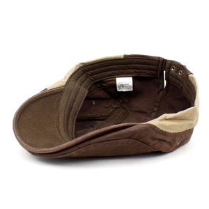 Men's 100% cotton vintage color-block flat top cap in brown for outdoor sun protection