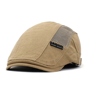 Men's Summer Breathable Mesh Splicing Ivy Cap Cotton Duckbill Hat Vintage Casual Outdoor Sunshade Flat Beret Hat For Men