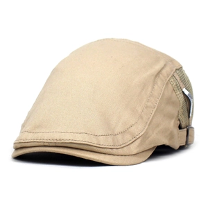 Classic khaki cotton duckbill cap with breathable mesh and adjustable metal buckle