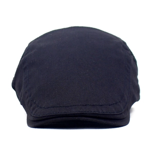 Detail of classic navy blue cotton twill newsboy cap with premium stitched seams