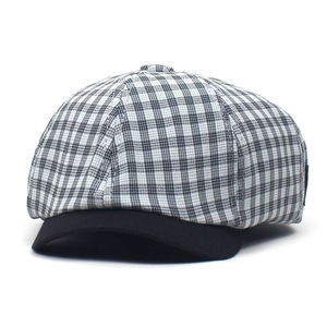 Women Retro Plaid Newsboy Cap British Style Octagonal Hat Autumn Winter Warm Beret Fashion Painter Hat With Letter Label