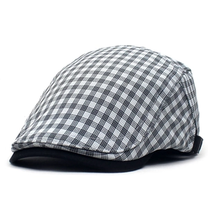 British vintage style plaid newsboy cap with black brim for casual autumn winter wear