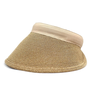Women Summer Straw Sun Visor Hat Wide Brim Open Top Beach Hat Foldable UV Protection Sun Hat For Outdoor Travel Holiday