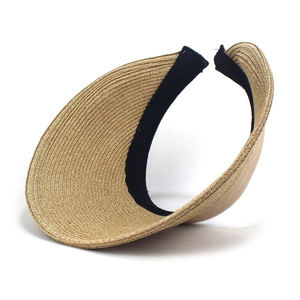 Women's wide brim straw sun hat with rolled edge and open top for outdoor UV protection