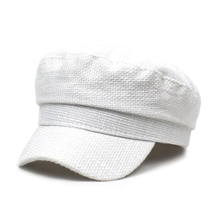 Cappello da marinaio bianco da donna in tessuto testurizzato con design a cima piatta