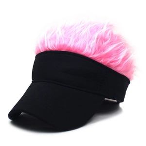 Kreatives schwarzes Visier mit rosa Perückenhaar für lustige Party-Kostüm-Styles