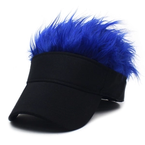 Lustige schwarze Baseballkappe mit blauer Kunsthaar-Perücke für Partys und Golf