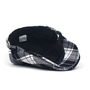 Classic black and white checkered ivy cap with polyester fabric and curved short brim