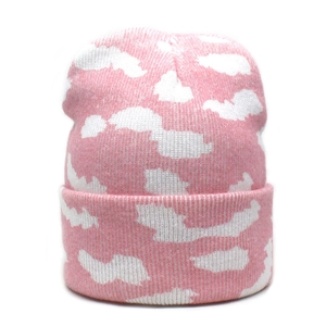 Bonnet Tricoté pour Femme Motif Nuage Doux Chaud en Acrylique Casquette de Ski Automne Hiver Style Coréen