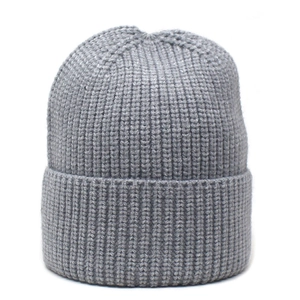 Unisex Winter Knitted Beanie Warm Acrylic Ribbed Cuffed Hat Outdoor Skiing Minimalist Soft Elastic Solid Color Skull Cap