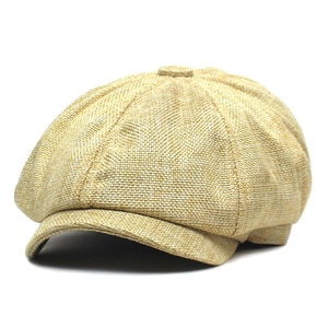 Breathable linen textured newsboy cap with classic eight-panel design for men