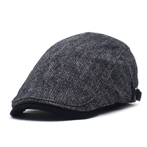Men Retro Cotton Beret Flat Cap Warm Winter Newsboy Hat With Adjustable Buckle For Outdoor Daily Casual Fashion Accessory