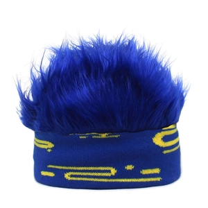 Bonnet perruque bleue avec bandeau tricoté pour le hip-hop et les fêtes d'hiver