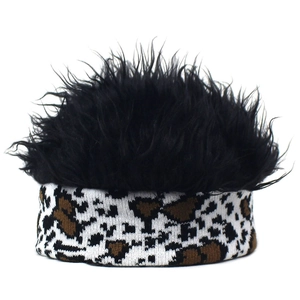 Bonnet Perruque Créatif pour Hommes Drôle Hip Hop Bonnet Miki Cheveux Synthétiques Imprimé Animal Tricoté Calotte pour Fête