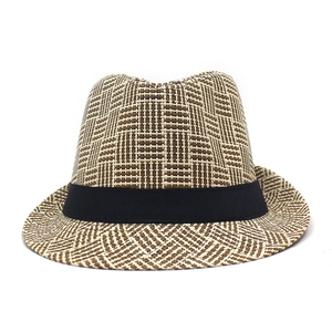 Classic straw fedora hat with black ribbon for sun protection and summer vacations