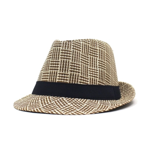 Fashion Paper Straw Fedora Hat For Women Men Summer Beach Sun Hat Breathable Woven Jazz Hat With Black Ribbon Band