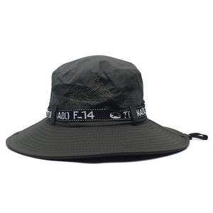 Men Outdoor Bucket Hat Wide Brim Sunshade Fishing Hat Breathable Mesh With Adjustable Chin Strap Travellers Mountain Embroidery