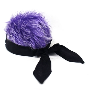 Bonnet amusant en fausse fourrure violette avec nœud noir pour costumes de fête hip-hop