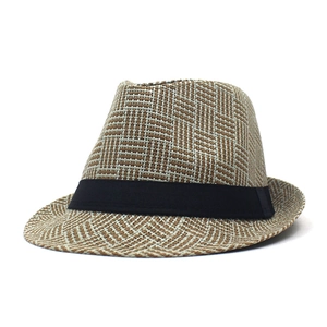 Classic straw fedora hat with breathable weave and black ribbon for summer sun protection
