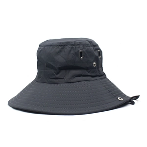 Men's solid color wide brim sun hat with adjustable chin strap for outdoor activities
