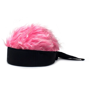 Chapeau perruque rose créatif avec bandeau noir pour le hip-hop et les soirées cosplay
