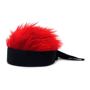 Bonnet noir original avec perruque de cheveux rouges synthétiques pour fête hip-hop