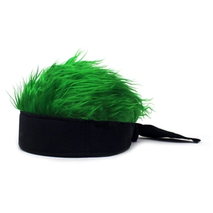 Détail d'un serre-tête en peluche vert vif pour le cosplay et les fêtes à thème