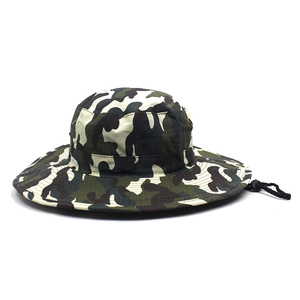 Outdoor camouflage boonie hat with adjustable chin strap for camping and fishing