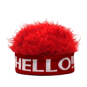 Bonnet En Tricot Avec Perruque Créative Drôle Pour Hommes Femmes Hello Love Brodé Landlord Beanie Costume Chapeau De Perruque Pour Fête