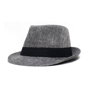 Unisex Vintage Linen Blend Fedora Hat Summer Breathable Sun Protection Jazz Hat For Men Women Travel Beach Vacation