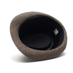 Classic houndstooth jazz fedora hat with 58cm size label and polyester cotton lining