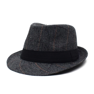 Unisex British Retro Fedora Hat Herringbone Striped Short Brim Jazz Hat Casual Sun Protection Polyester Cotton Hat