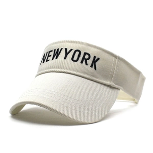 Visera beige con bordado de New York para deportes al aire libre y protección solar