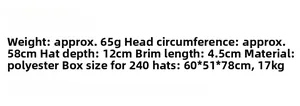 Spécifications du chapeau trilby : tour de tête 58cm, profondeur 12cm, bord 4,5cm