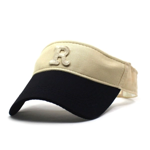 Cotton sun visor hat with R letter embroidery and adjustable strap for sports