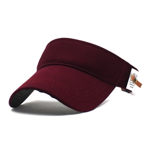 Burgundy visor sun hat for outdoor sports with a side label and reinforced curved brim