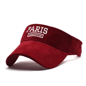 Red sun visor hat with Paris French embroidery for women and men, adjustable sport cap